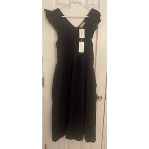 Millie Fun Black Double Gauze Casual Dress, Medium, A66